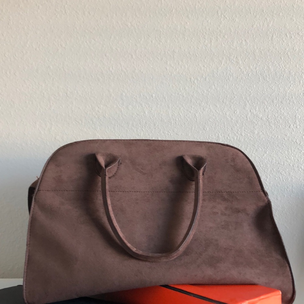 LARGE chocolate brown suede bag